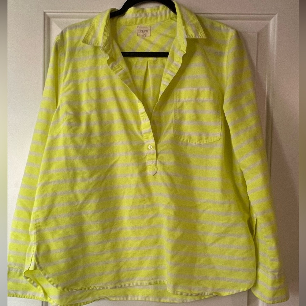 J. Crew Lime and White Striped Shirt